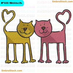 Two Cats Embroidery Design 19