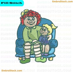 Two Characters Embroidery Design 3