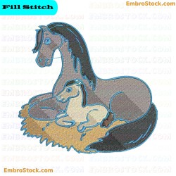 Two Horses Embroidery Design 11