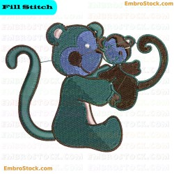 Two Monkeys Embroidery Design 15