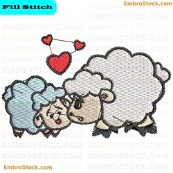 Two Sheep Embroidery Design 14