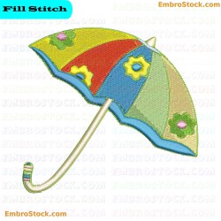 Umbrella Embroidery Design 1