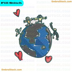 Unity Around Earth Embroidery Design 2