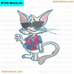 Vacation Style Cat Embroidery Design 12