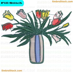 Vase Of Flowers Embroidery Design 2