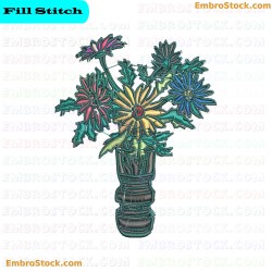 Vase Of Flowers Embroidery Design 3