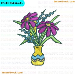 Vase Of Flowers Embroidery Design 4