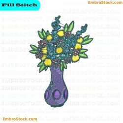 Vase Of Flowers Embroidery Design 9