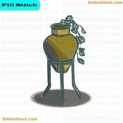 Vase Pottery Of Flowers Embroidery Design 10