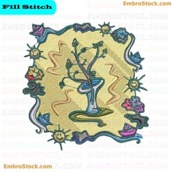 Vase With Flowers Embroidery Design 17