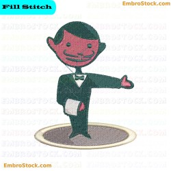 Waiter Character Embroidery Design 2