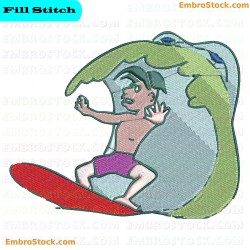 Water Skiing Character Embroidery Design 13