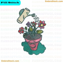 Watering The Flowers Embroidery Design 32