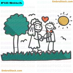 Wedding Illustration Embroidery Design 4