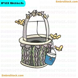 Well With Greenery And Butterflies Embroidery Design 8