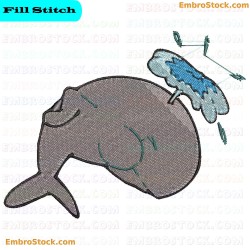 Whale Embroidery Design 3