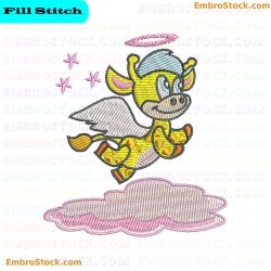 Whimsical Animal Angel Embroidery Design 1