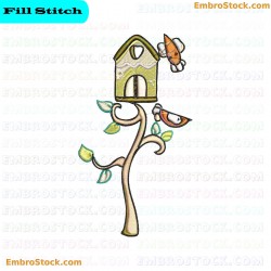 Whimsical Birdhouse Embroidery Design 5