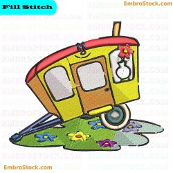 Whimsical Camper House Embroidery Design 16