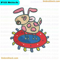 Whimsical Dog On Ufo For Kids Embroidery Design 21