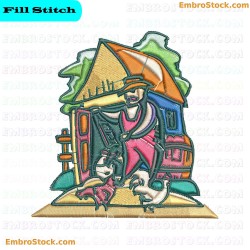 Whimsical House Embroidery Design 22