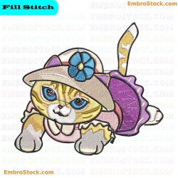 Whimsical Kitten Embroidery Design 3