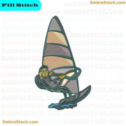 Windsurfing Embroidery Design 38