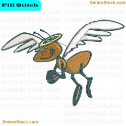 Winged Cartoon Ant Embroidery Design 6