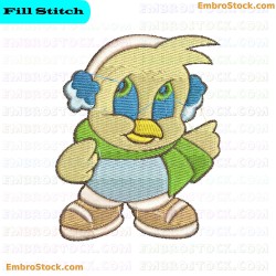 Winter Child Cartoon Character Embroidery Design 12