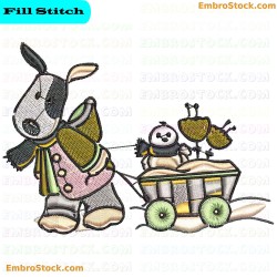 Winter Dog Pulling An Apple Cart Embroidery Design 10