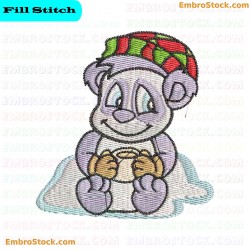 Winter Panda Embroidery Design 1