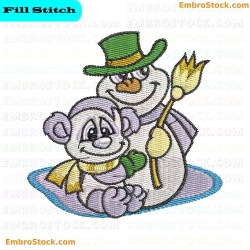 Winter Pandas And Snowman Embroidery Design 2