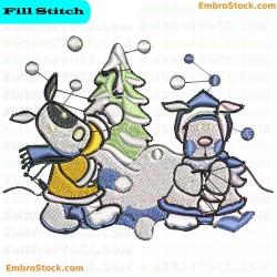 Winter Puppies Embroidery Design 8