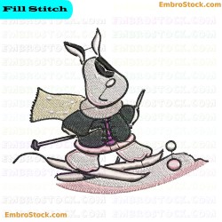 Winter Skiing Puppy Embroidery Design 3