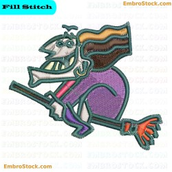 Witch Character Embroidery Design 15