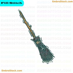 Witchs Broomstick Embroidery Design 11