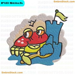 With Cartoon Crab Character Embroidery Design 1