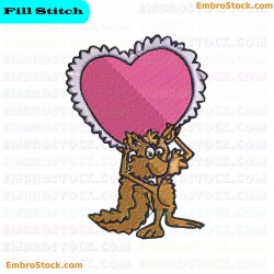 Wolf Carrying Heart Of Love Embroidery Design 22