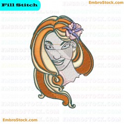 Womans Face With Flower Embroidery Design 8