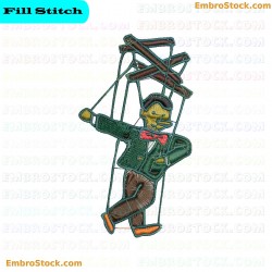 Wooden Puppet Character Embroidery Design 48