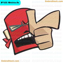 Wrestling Mask And Hand Gesture Embroidery Design 2