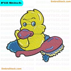 Yellow Rubber Duck Embroidery Design 7