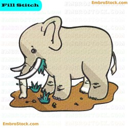 Young Elephant Embroidery Design 25