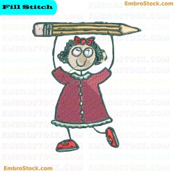 Young Girl Character Embroidery Design 17