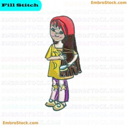 Young Girl Character Embroidery Design 1