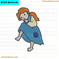 Young Girl Character Embroidery Design 5