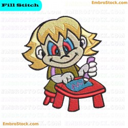 Young Girl Character Embroidery Design 8